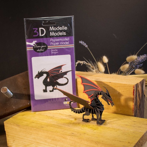 [7211697] Puzzle 3D en papier dragon noir